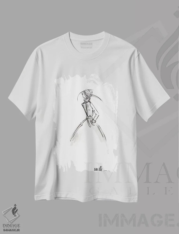 تیشرت سفید طرح دار – تیشرت مینیمالیستی ,ضروری اثر ام ال فروشگاه ایماژ