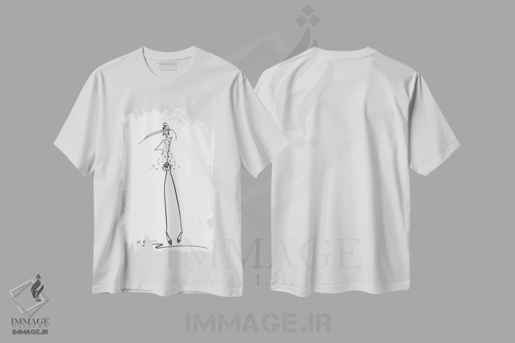 تیشرت سفید طرح دار – تیشرت فرانسوی ,بله اثر ام ال immage.ir