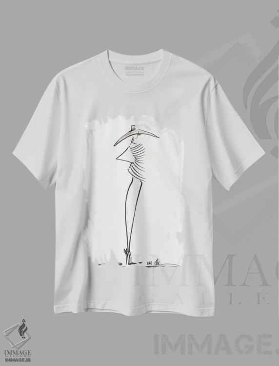 تیشرت سفید طرح دار – تیشرت مینیمال زنانه ,چشم انداز اثر ام ال immage.ir