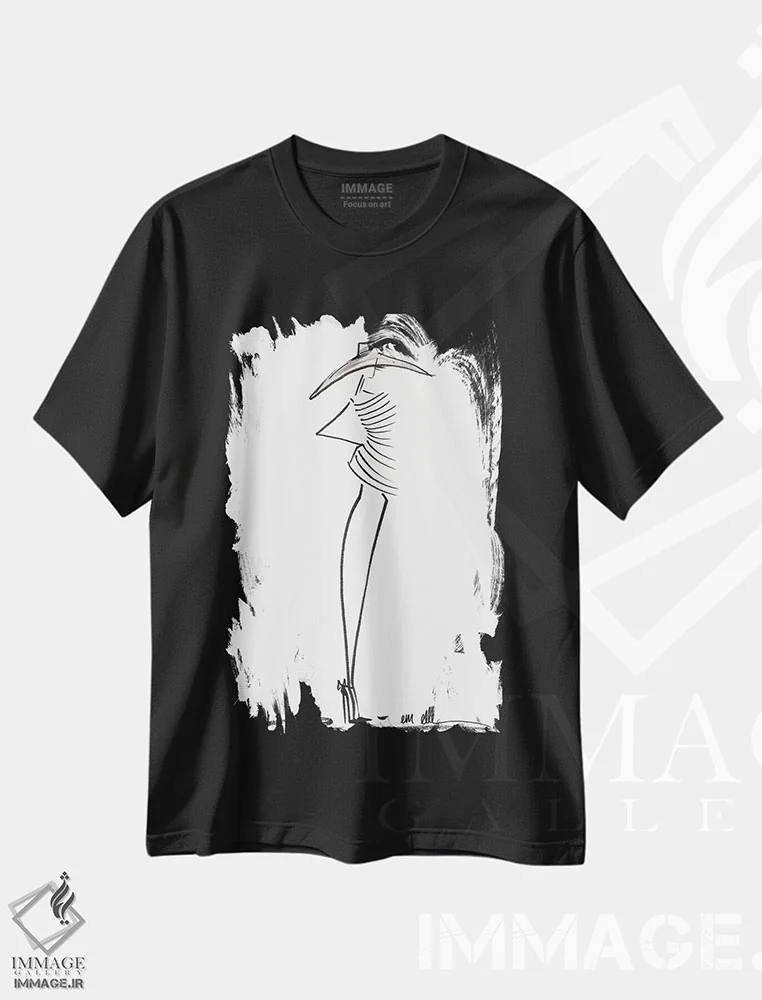تیشرت مشکی طرح دار – تیشرت مینیمال زنانه ,چشم انداز اثر ام ال فروشگاه ایماژ
