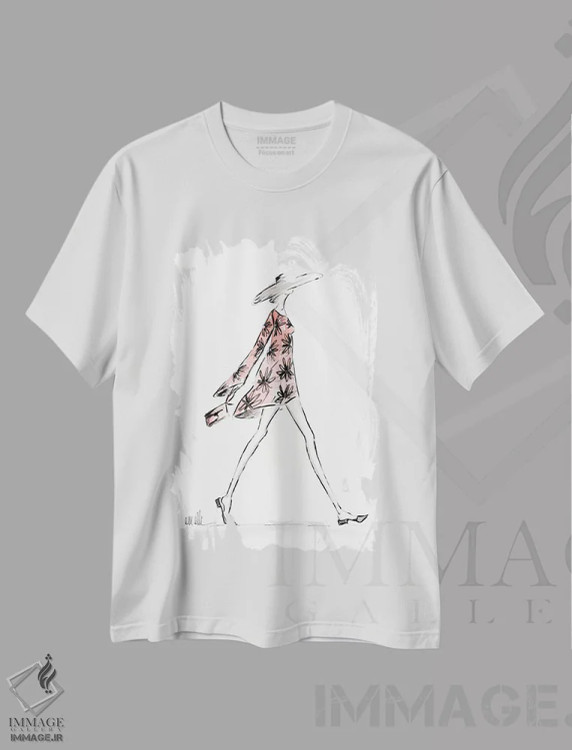 تیشرت سفید طرح دار – تیشرت زنانه هنری ,نسیم دار اثر ام ال immage.ir