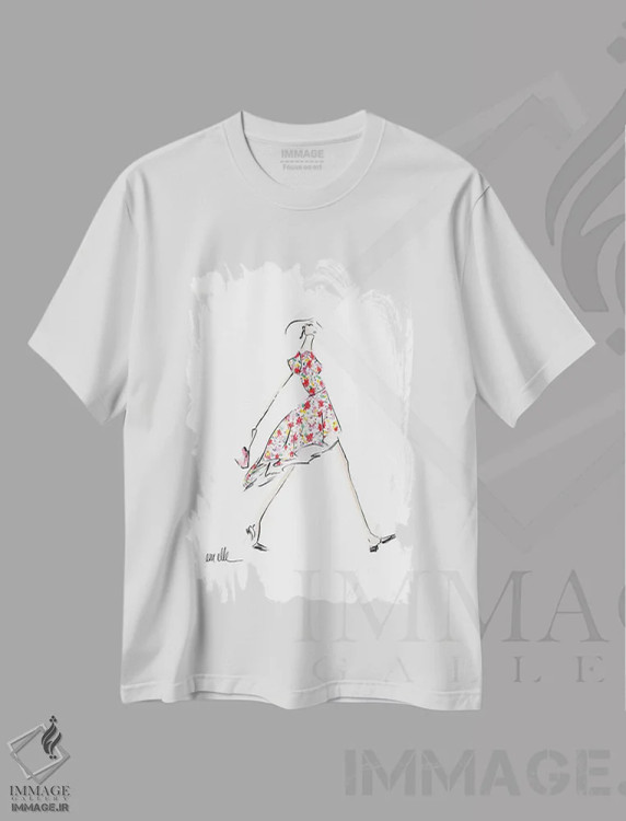 تیشرت سفید طرح دار – تیشرت هنری ,روز روشن اثر ام ال immage.ir