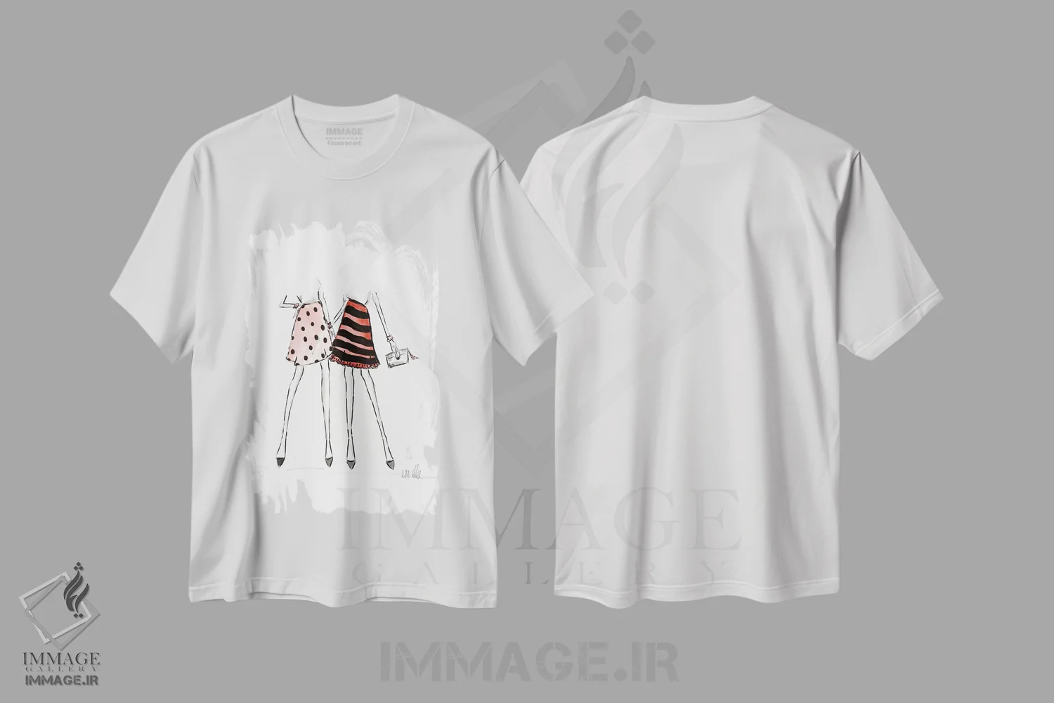 تیشرت سفید طرح دار – تیشرت مدرن هنری ,در میان دوستان اثر ام ال فروشگاه ایماژ