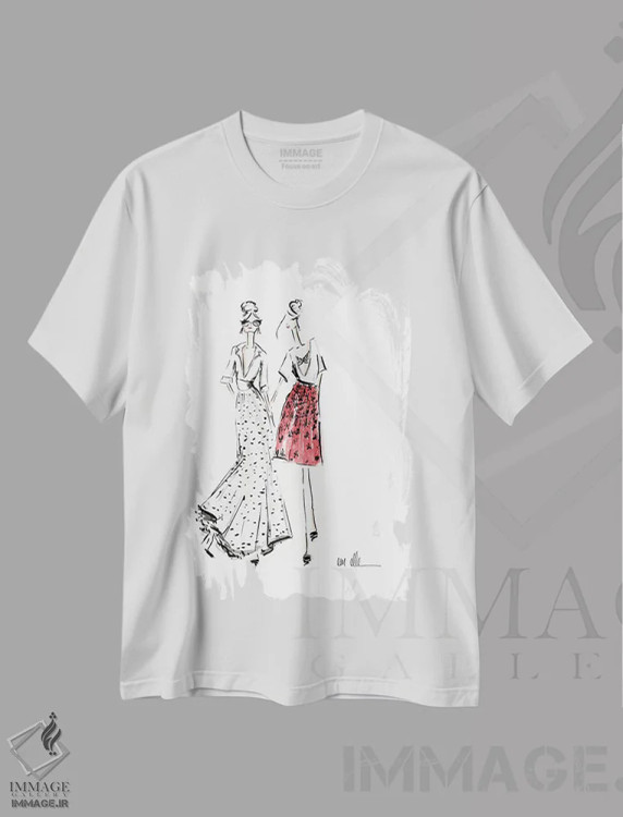 تیشرت سفید طرح دار – تیشرت هنری ,ناهار هفتگی اثر ام ال فروشگاه ایماژ