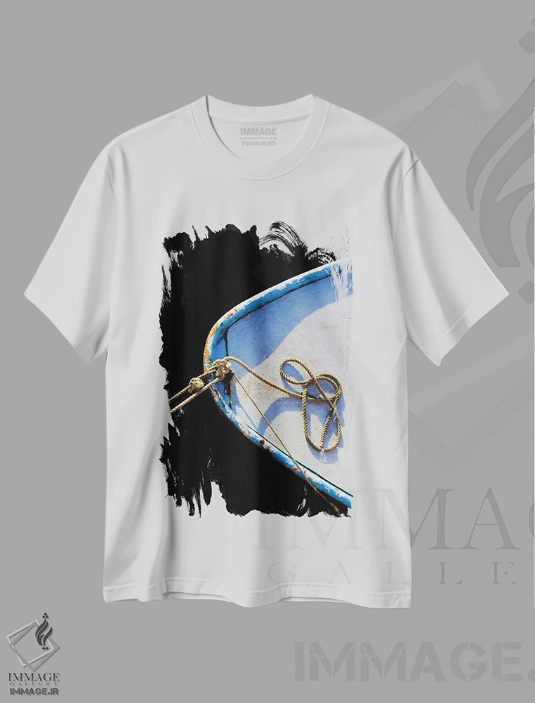 تیشرت سفید طرح دار – تیشرت طبیعت ,سوار شدن اثر ملیسا مک کلین فروشگاه ایماژ