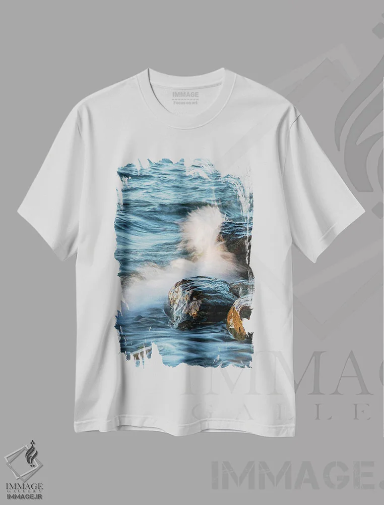 تیشرت سفید طرح دار – تیشرت منظره ,جزر و مد I اثر ملیسا مک کلین immage.ir