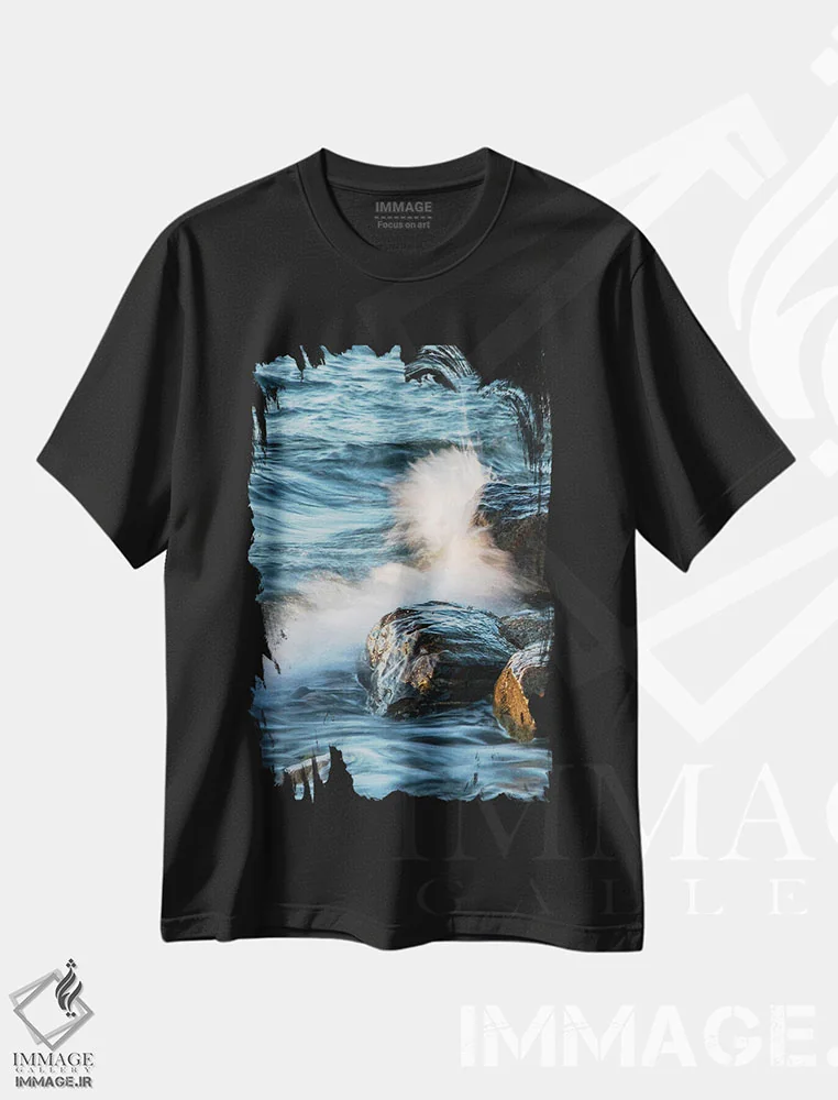 تیشرت مشکی طرح دار – تیشرت منظره ,جزر و مد I اثر ملیسا مک کلین فروشگاه ایماژ
