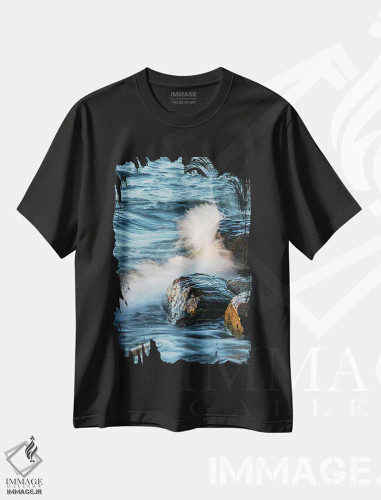 تیشرت مشکی طرح دار – تیشرت منظره ,جزر و مد I اثر ملیسا مک کلین فروشگاه ایماژ