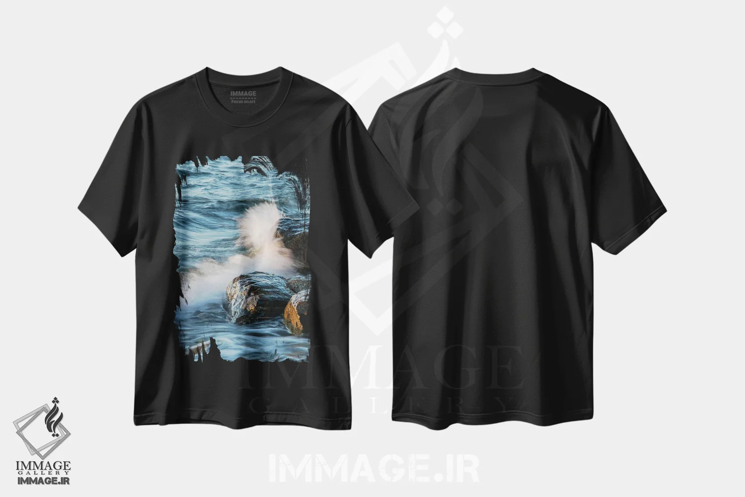 تیشرت مشکی طرح دار – تیشرت منظره ,جزر و مد I اثر ملیسا مک کلین فروشگاه ایماژ