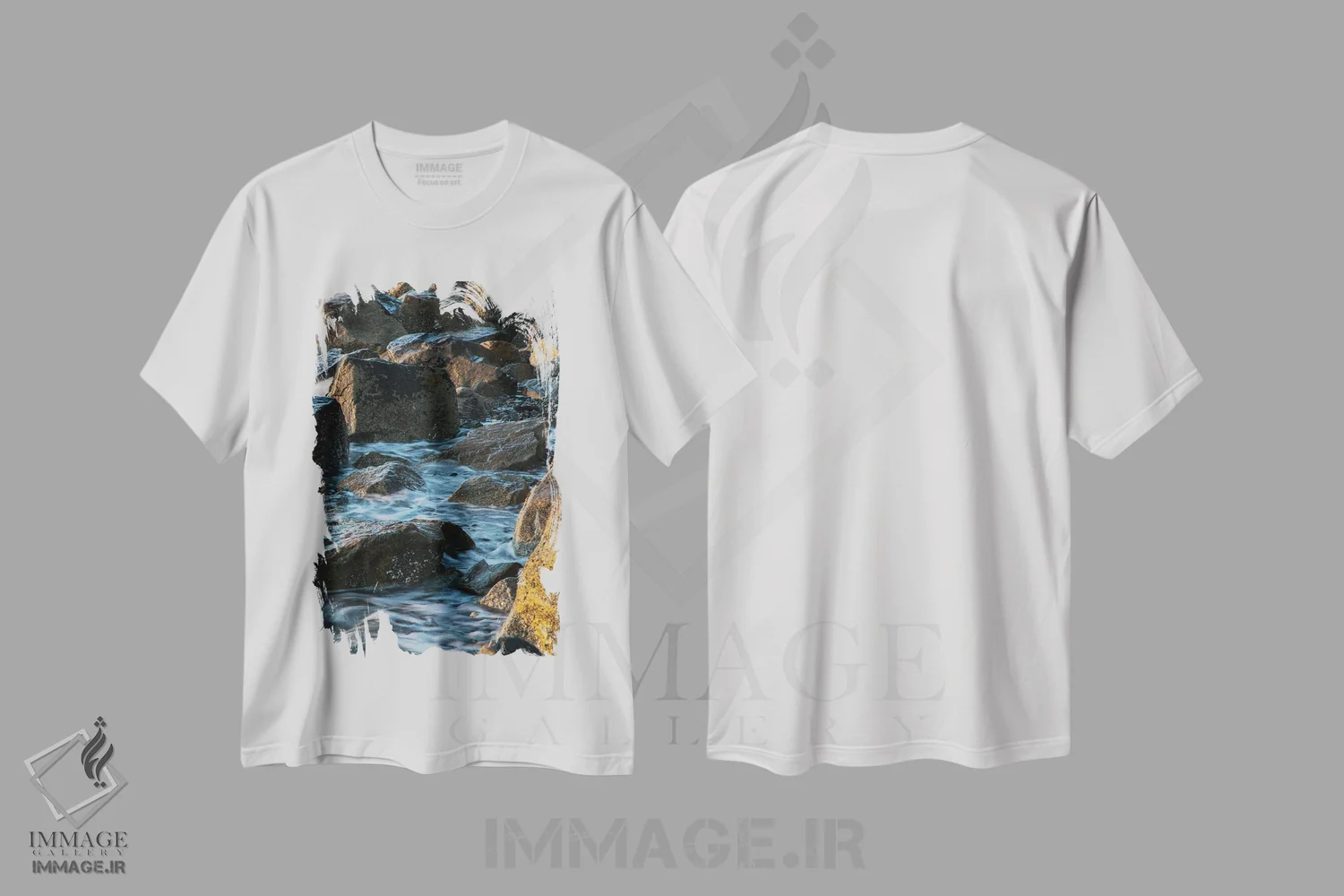 تیشرت سفید طرح دار – تیشرت طبیعت ,جزر و مد II اثر ملیسا مک کلین فروشگاه ایماژ