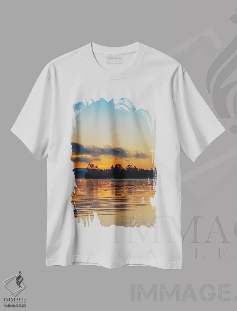 تیشرت سفید طرح دار – تیشرت منظره ,"طلا ذوب شده" اثر ملیسا مک کلین immage.ir
