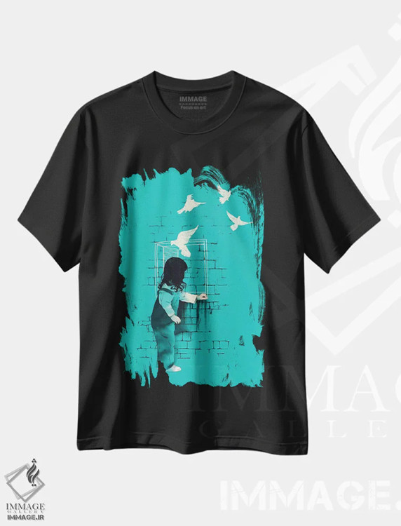 تیشرت مشکی طرح دار – تیشرت انگیزشی ,"راه خروج" اثر ماتیولِه فروشگاه ایماژ