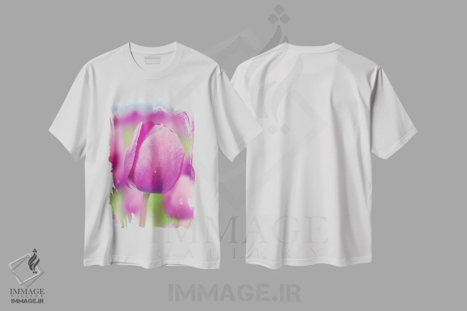 تیشرت سفید طرح دار – تیشرت گلدار ,"شاخه ارغوانی" اثر ملیسا مک کلین فروشگاه ایماژ