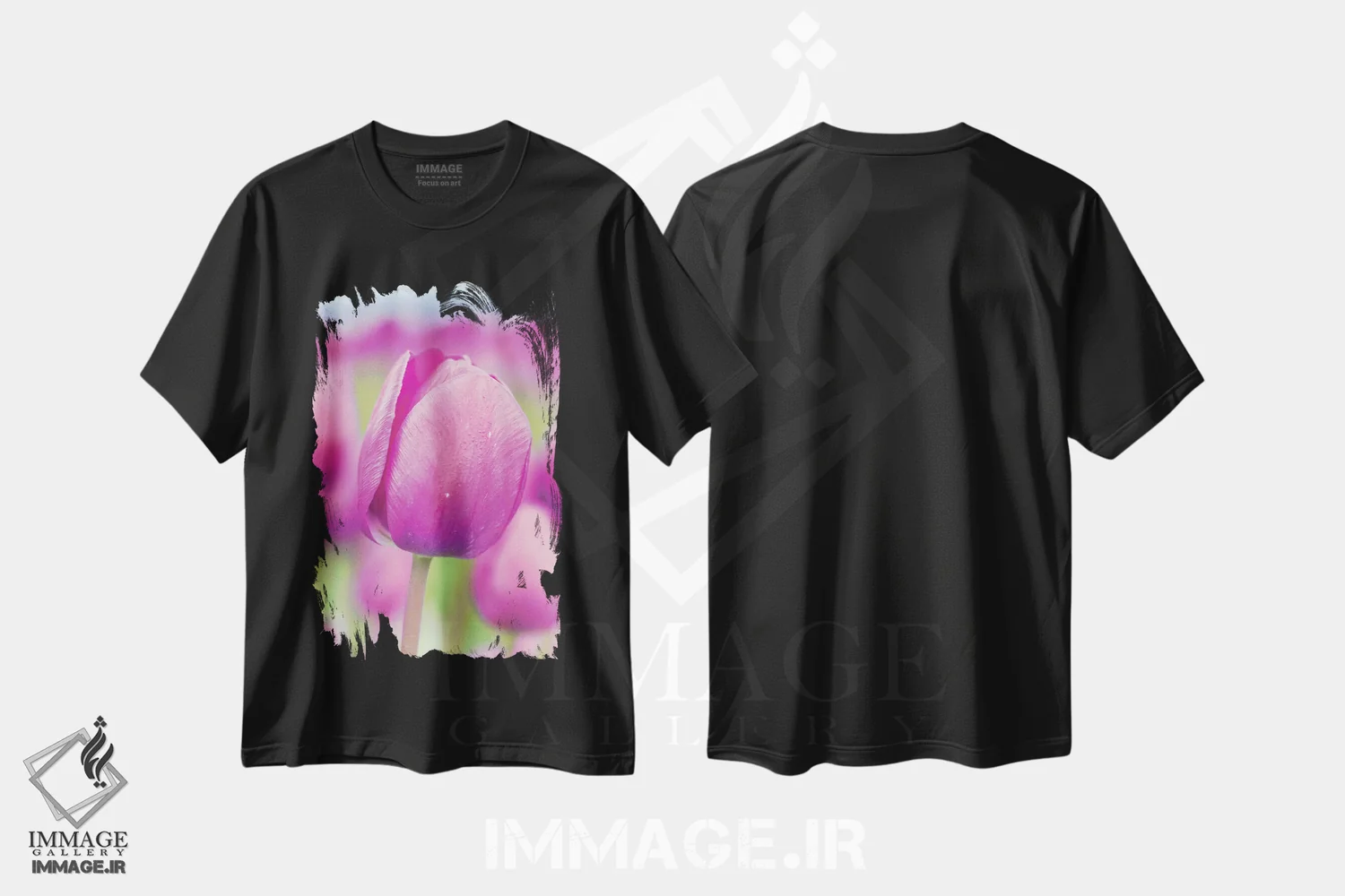 تیشرت مشکی طرح دار – تیشرت گلدار ,"شاخه ارغوانی" اثر ملیسا مک کلین immage.ir