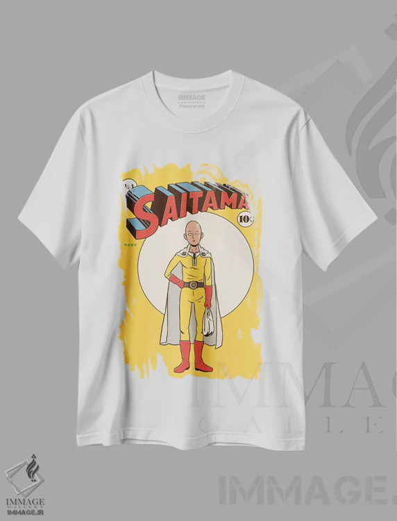 تیشرت سفید طرح دار – تیشرت انیمه ,"سایتاما" اثر ماتیولِه immage.ir