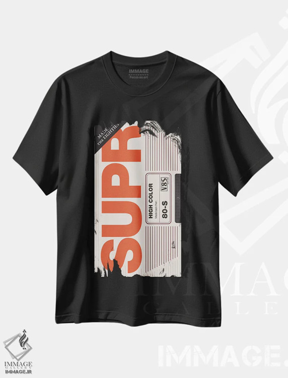 تیشرت مشکی طرح دار – تیشرت تایپوگرافی ,"سوپر" اثر ماتیولِه فروشگاه ایماژ