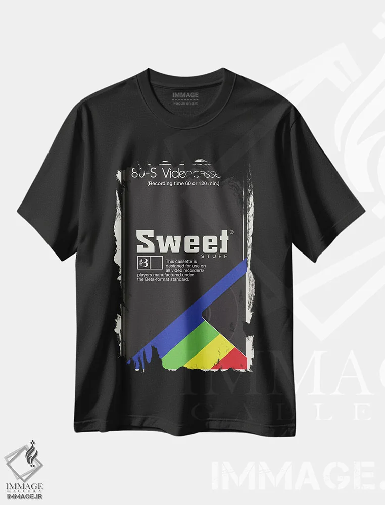 تیشرت مشکی طرح دار – تیشرت وینتیج ,"چیزهای شیرین" اثر ماتیولِه immage.ir