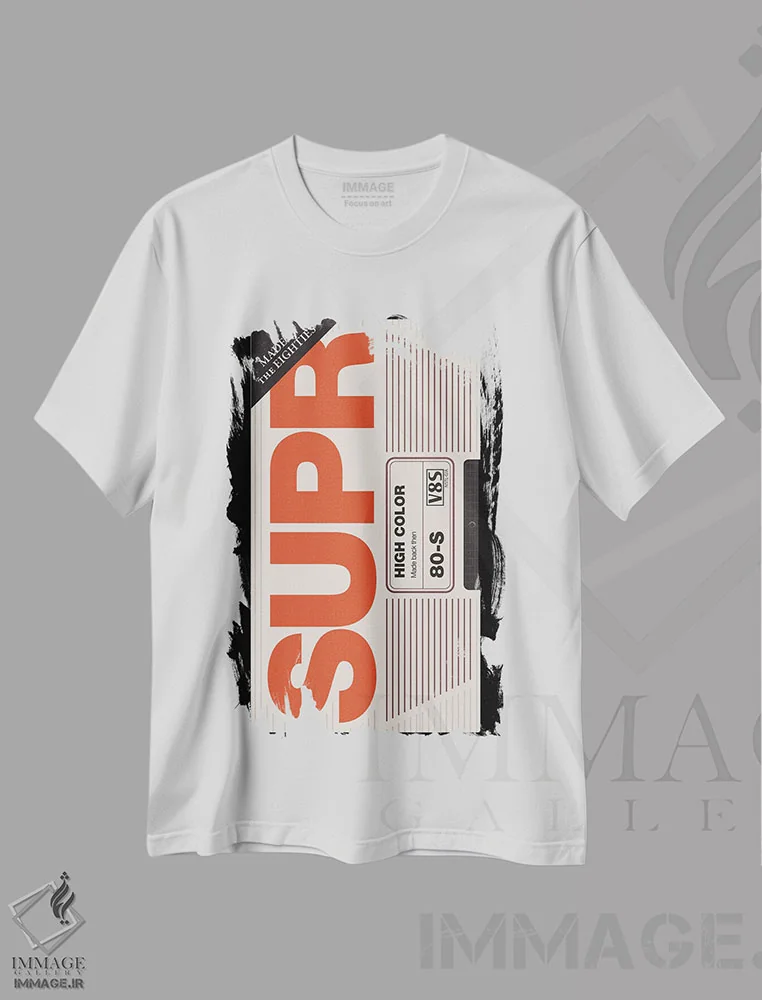 تیشرت سفید طرح دار – تیشرت تایپوگرافی ,"سوپر" اثر ماتیولِه immage.ir