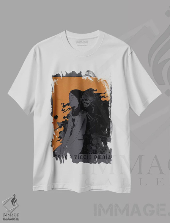 تیشرت سفید طرح دار – تیشرت گوتیک ,"ترس بر همه چیز غلبه می کند" اثر ماتیولِه immage.ir