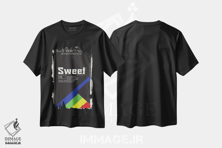 تیشرت مشکی طرح دار – تیشرت وینتیج ,"چیزهای شیرین" اثر ماتیولِه immage.ir