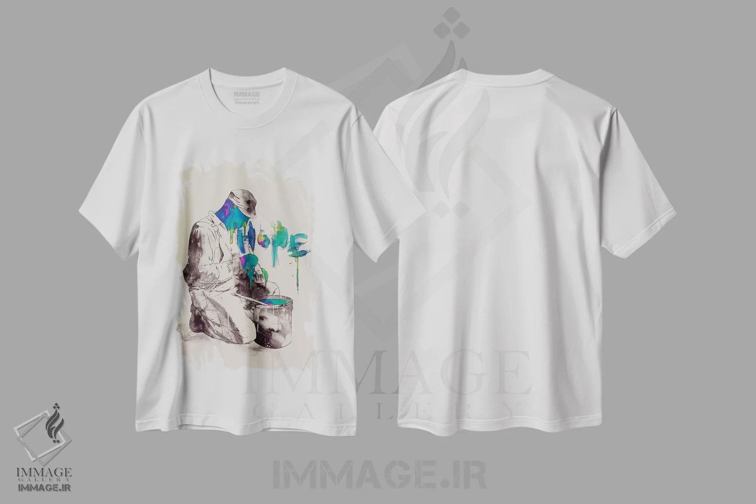تیشرت سفید طرح دار – تیشرت هنری ,"تعهد" اثر ماتیولِه فروشگاه ایماژ