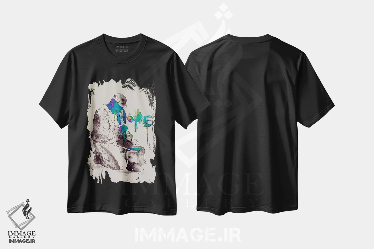تیشرت مشکی طرح دار – تیشرت هنری ,"تعهد" اثر ماتیولِه immage.ir