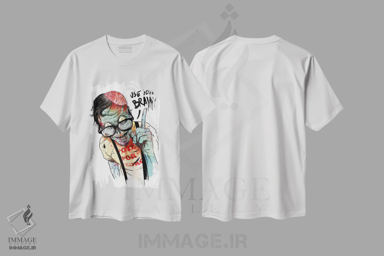 تیشرت سفید طرح دار – تیشرت انگیزشی ,"از مغزت استفاده کن" اثر ماتیولِه immage.ir