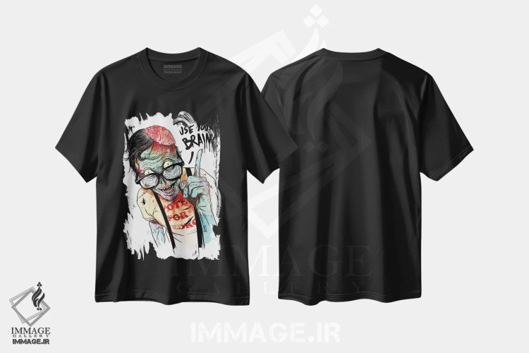 تیشرت مشکی طرح دار – تیشرت انگیزشی ,"از مغزت استفاده کن" اثر ماتیولِه فروشگاه ایماژ