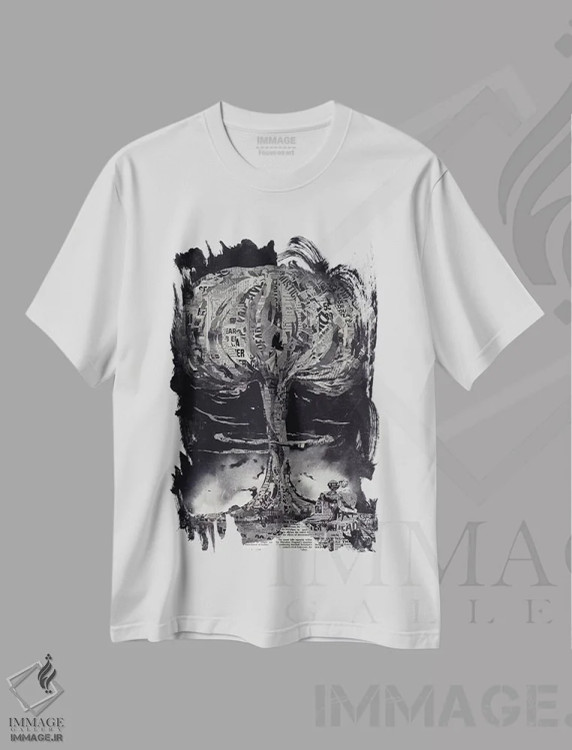 تیشرت سفید طرح دار – تیشرت نظامی ,"پایان" اثر ماتیولِه فروشگاه ایماژ