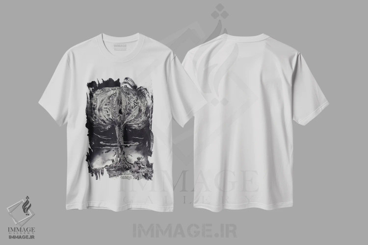 تیشرت سفید طرح دار – تیشرت نظامی ,"پایان" اثر ماتیولِه فروشگاه ایماژ