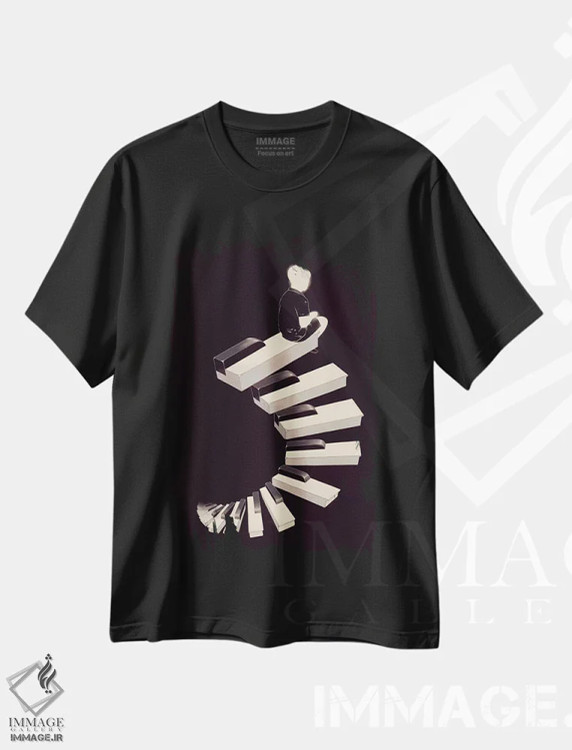 تیشرت مشکی طرح دار – تیشرت هنری ,"ملودی بی پایان" اثر ماتیولِه immage.ir