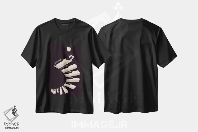 تیشرت مشکی طرح دار – تیشرت هنری ,"ملودی بی پایان" اثر ماتیولِه immage.ir