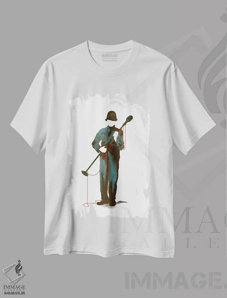 تیشرت سفید طرح دار – تیشرت هنری ,"سلاح انتخابی" اثر ماتیولِه فروشگاه ایماژ