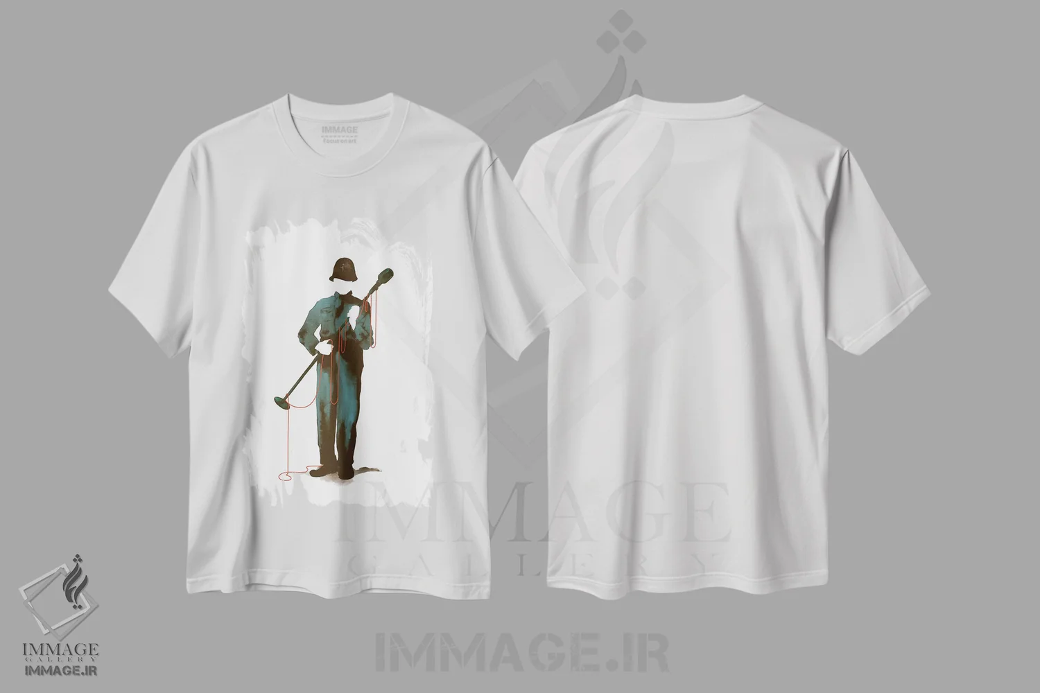 تیشرت سفید طرح دار – تیشرت هنری ,"سلاح انتخابی" اثر ماتیولِه فروشگاه ایماژ