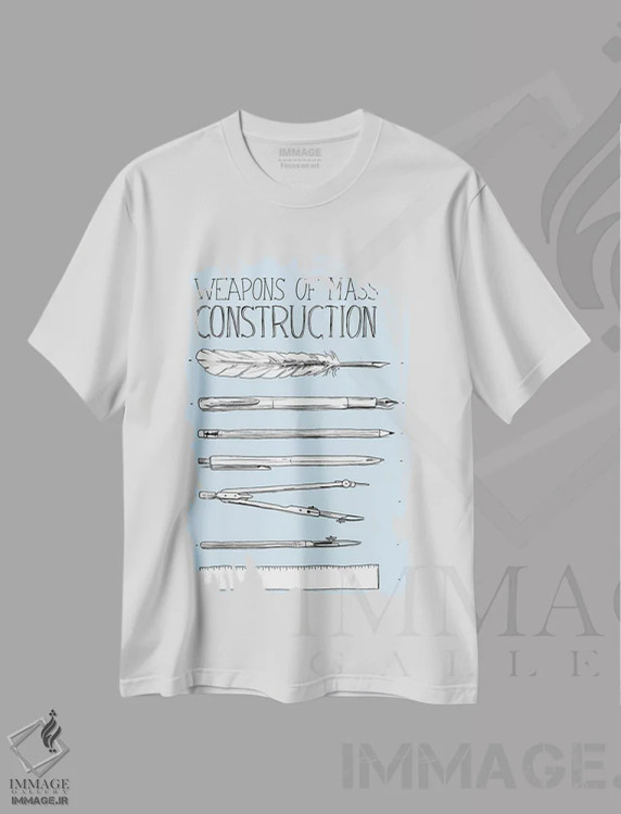 تیشرت سفید طرح دار – تیشرت انگیزشی ,"سلاح های ساخت انبوه" اثر ماتیولِه immage.ir