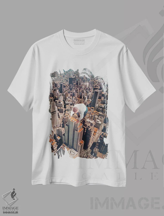 تیشرت سفید طرح دار – تیشرت شهری ,"بالا" اثر ماتیولِه فروشگاه ایماژ