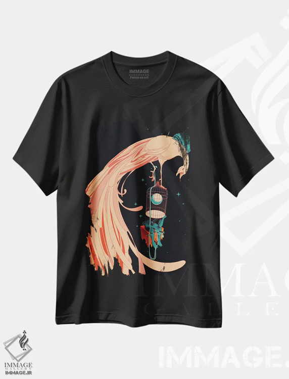 تیشرت مشکی طرح دار – تیشرت مفهومی ,"آزادی توهم است" اثر ماتیولِه immage.ir