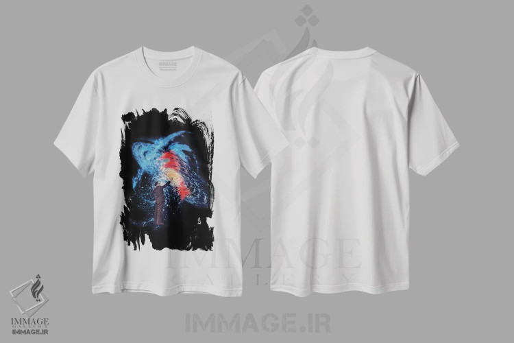 تیشرت سفید طرح دار – تیشرت نجوم ,"تو اینجایی" اثر ماتیولِه immage.ir