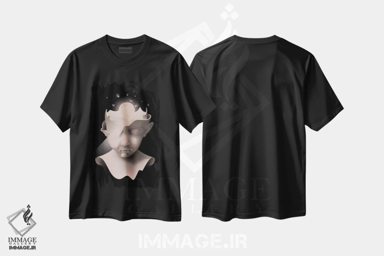 تیشرت مشکی طرح دار – تیشرت ذهنی ,"بینش" اثر ماتیولِه فروشگاه ایماژ