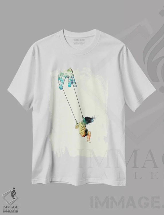 تیشرت سفید طرح دار – تیشرت پاپ ,"بالاتر تاب بده" اثر ماتیولِه فروشگاه ایماژ