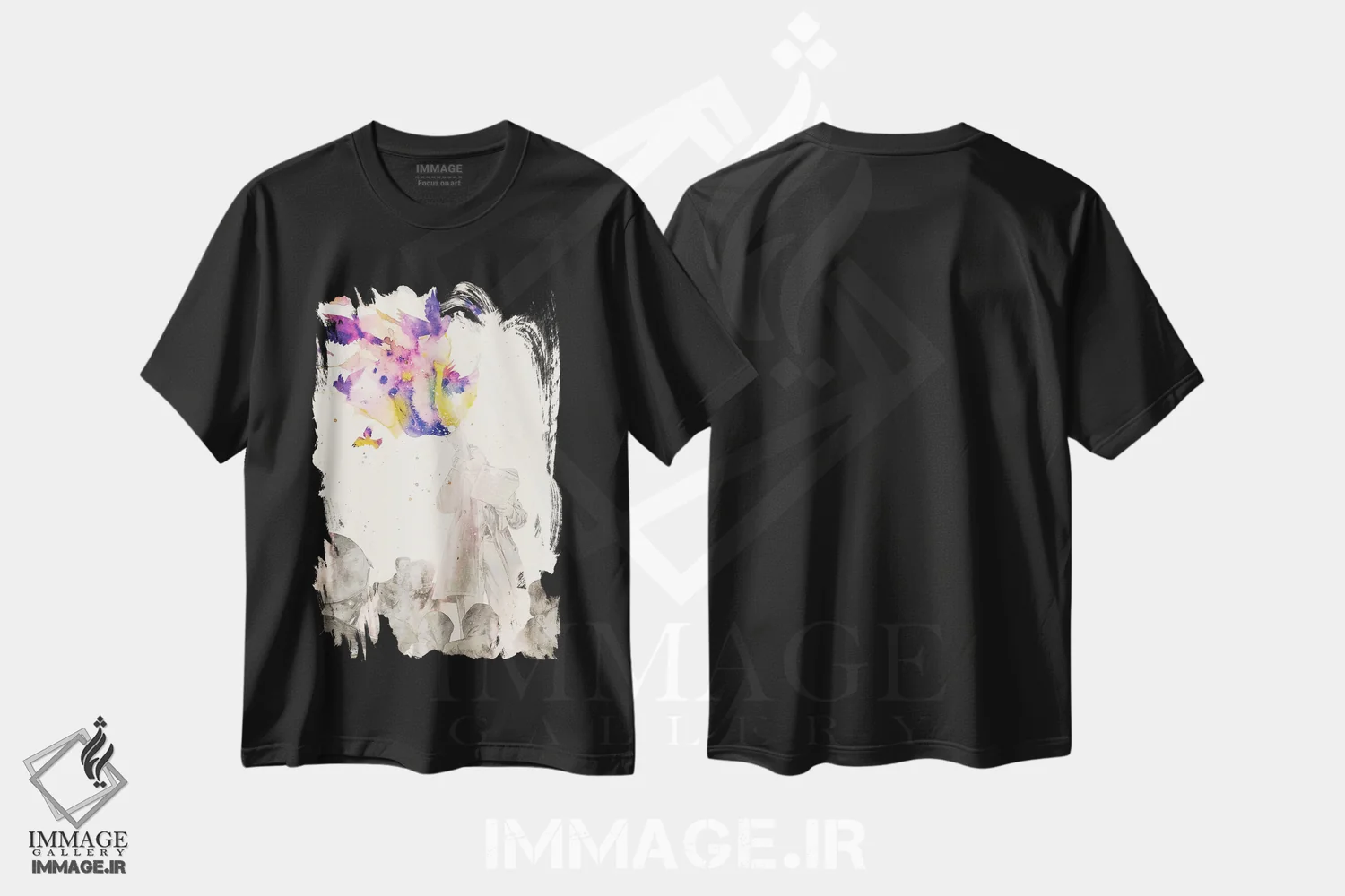 تیشرت مشکی طرح دار – تیشرت هنری اعتراضی ,"بیانیه" اثر ماتیولِه immage.ir