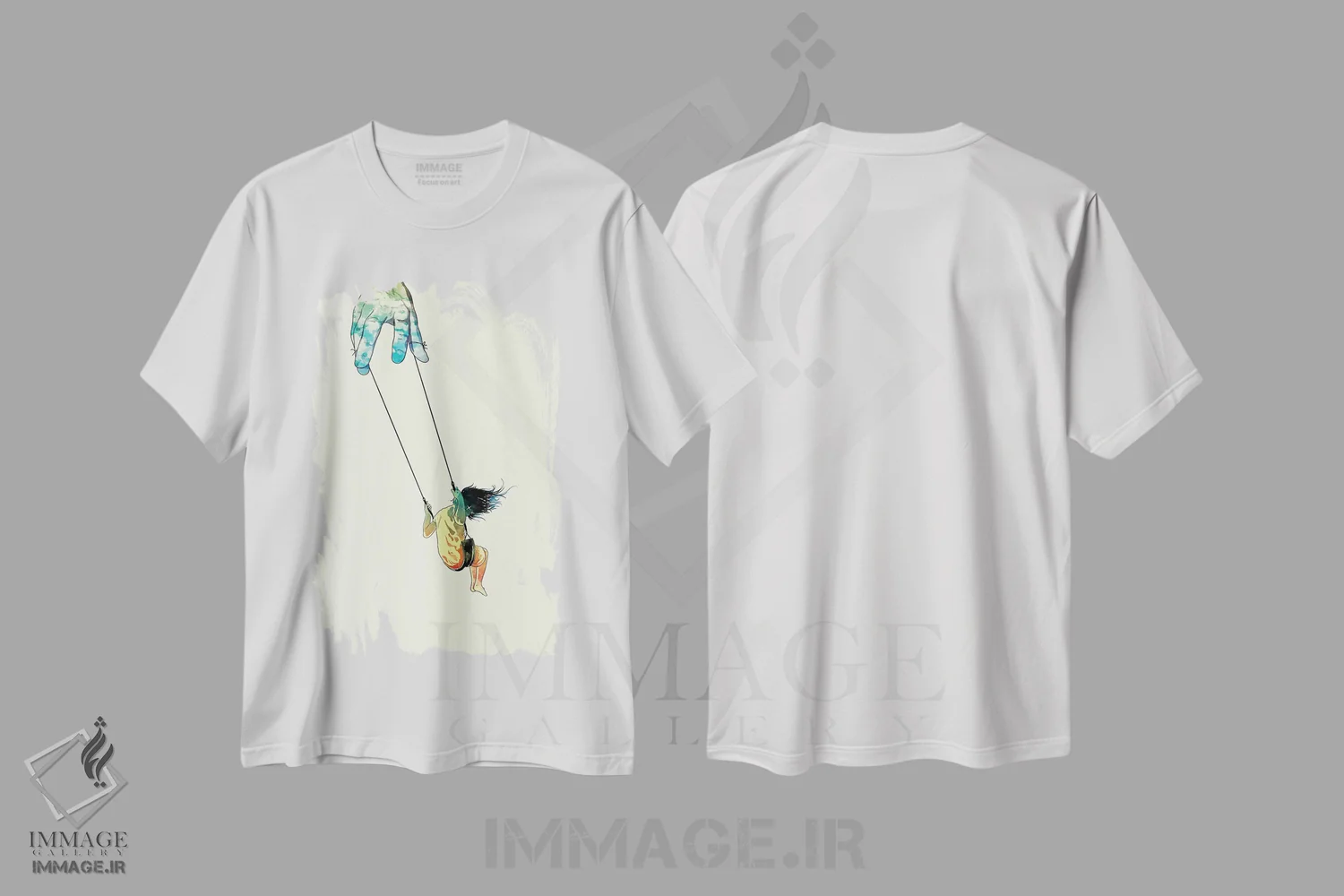 تیشرت سفید طرح دار – تیشرت پاپ ,"بالاتر تاب بده" اثر ماتیولِه فروشگاه ایماژ