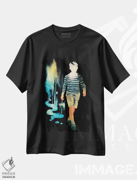 تیشرت مشکی طرح دار – تیشرت فضایی ,"ساخت یک کهکشان" اثر ماتیولِه فروشگاه ایماژ
