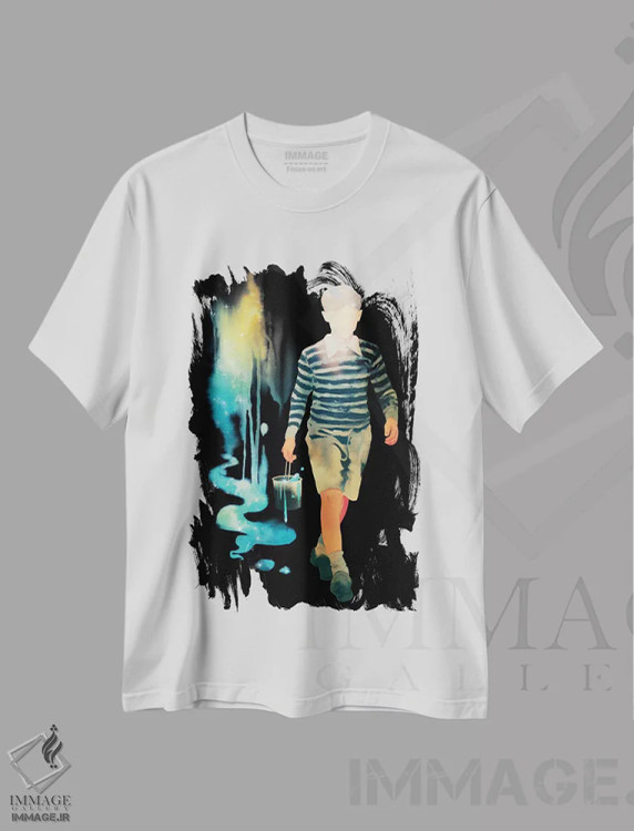 تیشرت سفید طرح دار – تیشرت فضایی ,"ساخت یک کهکشان" اثر ماتیولِه immage.ir