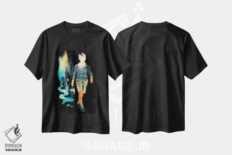 تیشرت مشکی طرح دار – تیشرت فضایی ,"ساخت یک کهکشان" اثر ماتیولِه فروشگاه ایماژ