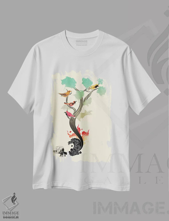 تیشرت سفید طرح دار – تیشرت طبیعت ,"فاجعه" اثر ماتیولِه فروشگاه ایماژ