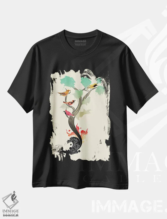 تیشرت مشکی طرح دار – تیشرت طبیعت ,"فاجعه" اثر ماتیولِه immage.ir