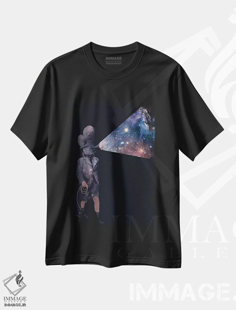 تیشرت مشکی طرح دار – تیشرت فانتزی ,"فیلمبردار" اثر ماتیولِه فروشگاه ایماژ