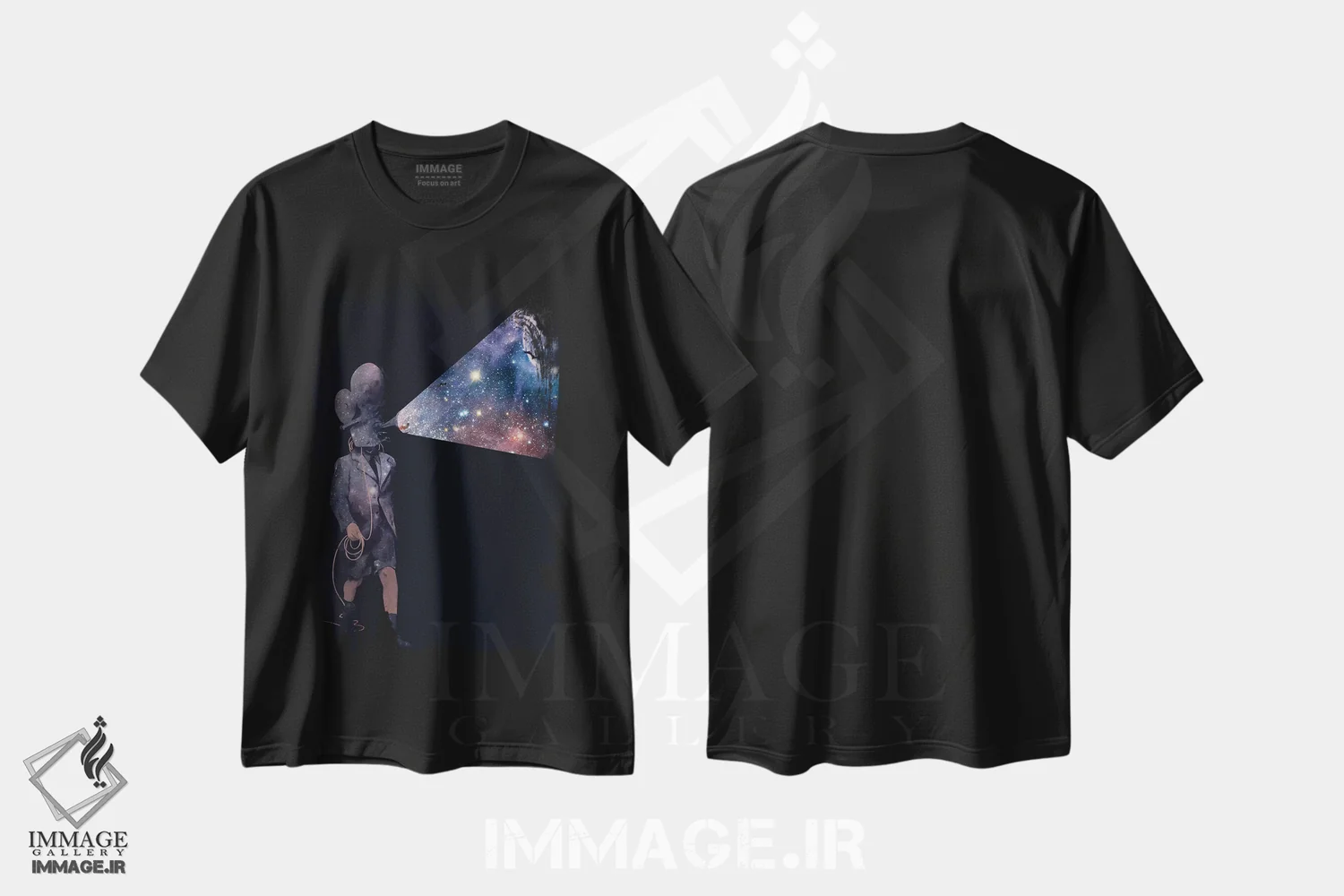 تیشرت مشکی طرح دار – تیشرت فانتزی ,"فیلمبردار" اثر ماتیولِه فروشگاه ایماژ