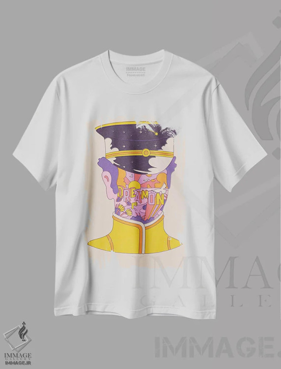 تیشرت سفید طرح دار – تیشرت هنری ,"به رویا ادامه بده" اثر ماتیولِه immage.ir